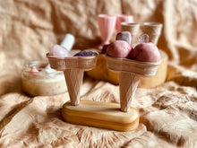 Load image into Gallery viewer, Wooden Icecream Cone Stand 2-Hole
