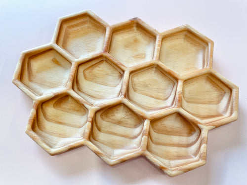 Large Wooden Honeycomb Tray SECONDS ($50 RRP for $20)