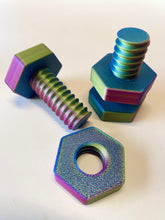 Load image into Gallery viewer, Colorful bolts and nuts on a white background