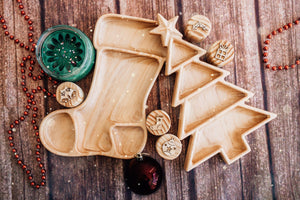 Wooden Christmas Stocking Trinket Tray