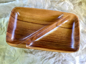 Vintage two-sectional monkey pod sorting tray